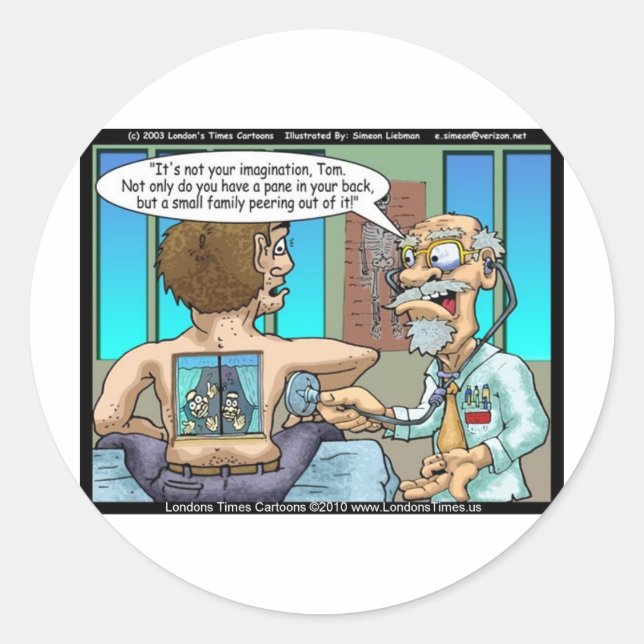 A Real Back Pain Funny Tees Mugs & Gifts Classic Round Sticker (Front)
