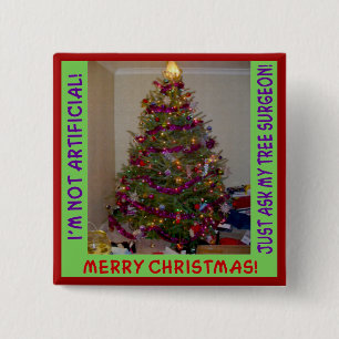 A Real Christmas Tree 2 Inch Square Button