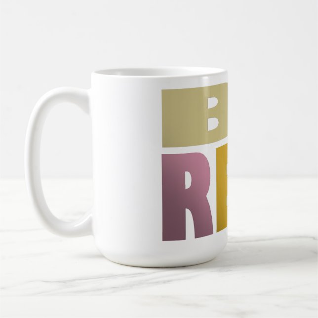 A real design message chunky letters coffee mug (Left)