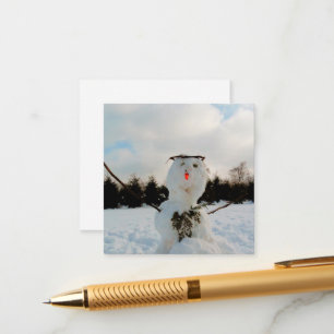 A real Snowman & a winter landscape photo  Enclosure Card