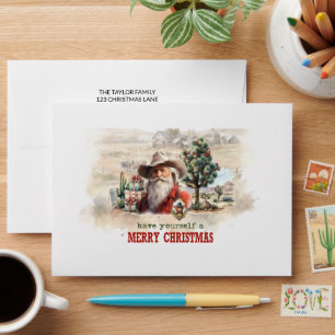 A real western style Santa cowboy sheriff's badge Envelope