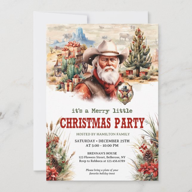 A real Wild West Christmas adventure Santa cowboy Invitation (Front)