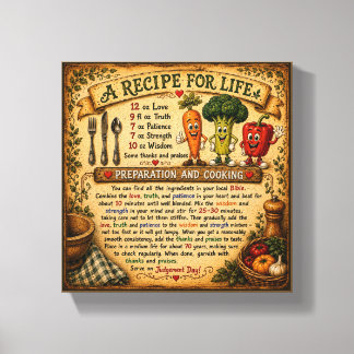 A Recipe for Life Christian Inspirational Canvas  Print