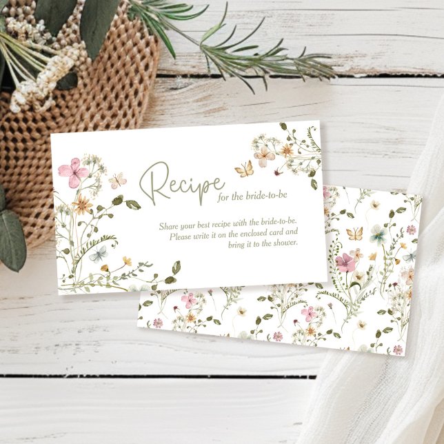 A Recipe for the Bride Wildflower Bridal Shower Enclosure Card (Creator Uploaded)