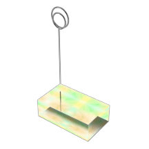 A rectangular card holder with a shimmering