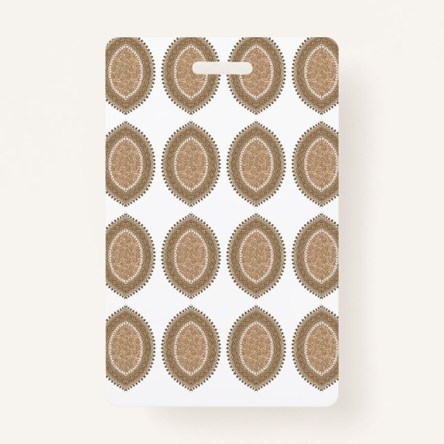 A rectangular rug with an intricate geometric moti badge (Front)