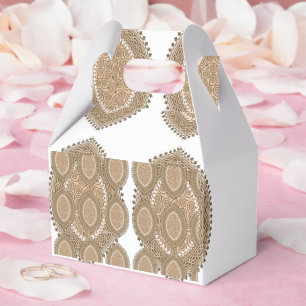 A rectangular rug with an intricate geometric moti favor box