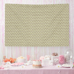 A rectangular rug with intricate geometric pattern banner