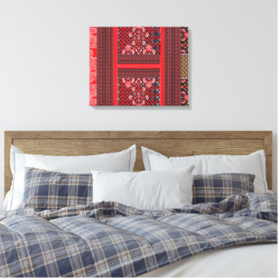 a red and black painting with a red heart on it canvas print