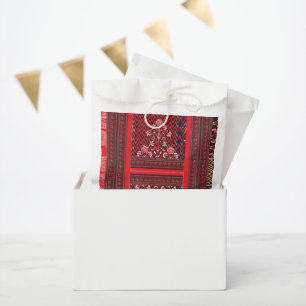 a red and black painting with a red heart on it favour bag