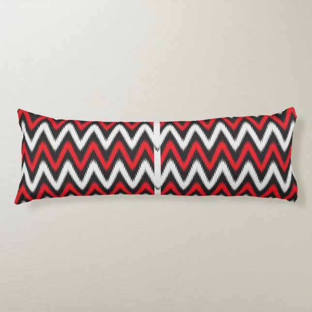 a red and black zigzag pattern on a white backgrou body pillow (Front)