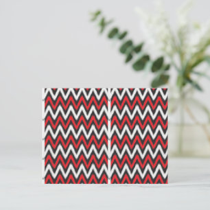 a red and black zigzag pattern on a white backgrou postcard