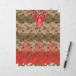 a red and brown background with a red border