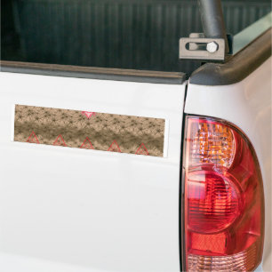a red and brown background with a red border bumper sticker