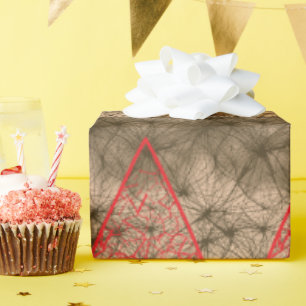 a red and brown background with a red border wrapping paper