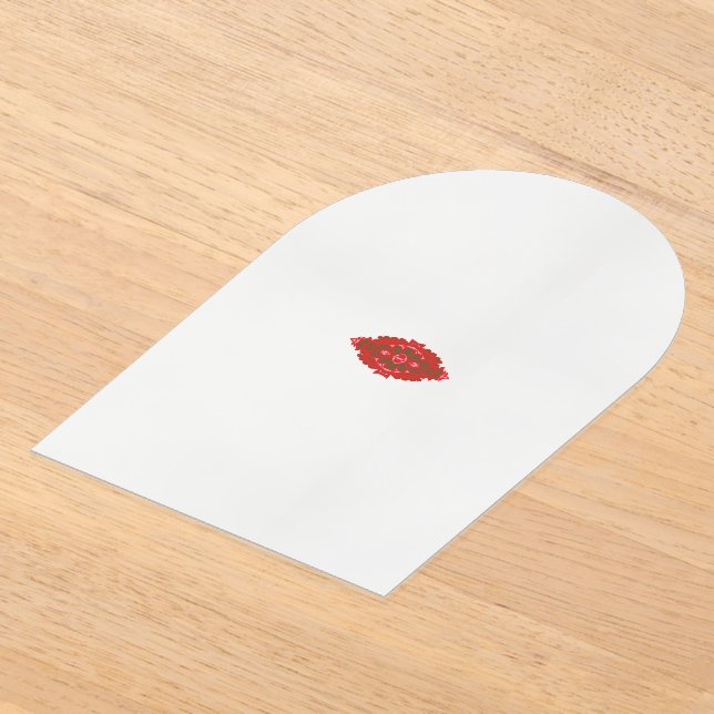 a red and brown design on a white background acrylic invitations (Laydown)