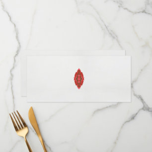 a red and brown design on a white background menu