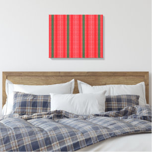 a red and green striped background canvas print