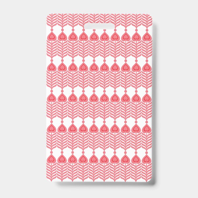 A red and pink geometric pattern featuring interlo badge (Front)