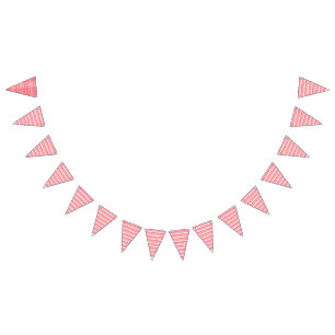 A red and pink geometric pattern featuring interlo bunting flags