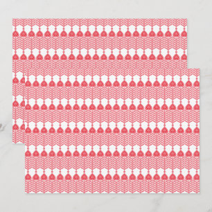 A red and pink geometric pattern featuring interlo thank you card