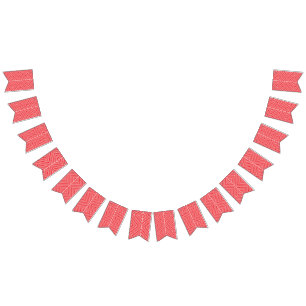 a red and white background with a diamond pattern bunting flags