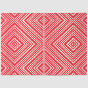 a red and white background with a diamond pattern tissue paper