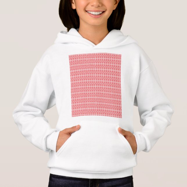 a red and white background with a pattern (Front)