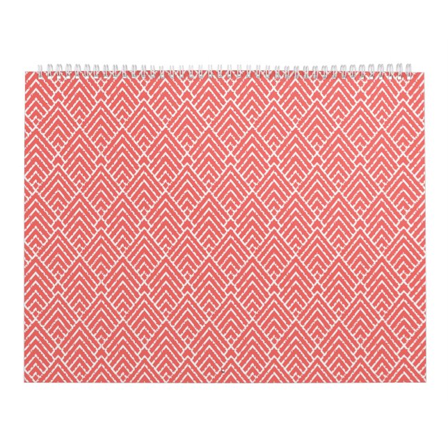 a red and white background with a pattern calendar (Cover)