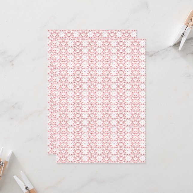 a red and white background with a pattern invitation (Front/Back In Situ)