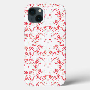 a red and white background with a pattern iPhone 13 case