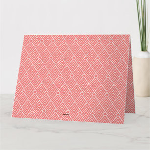 a red and white background with a pattern thank you card