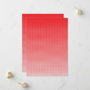 a red and white background with small squares announcement