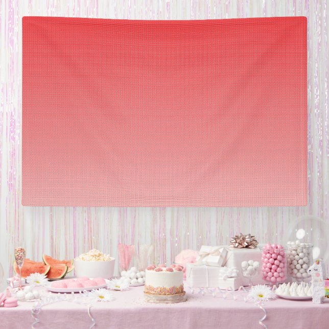 a red and white background with small squares banner (Party)