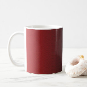 a red and white background with small white dots coffee mug