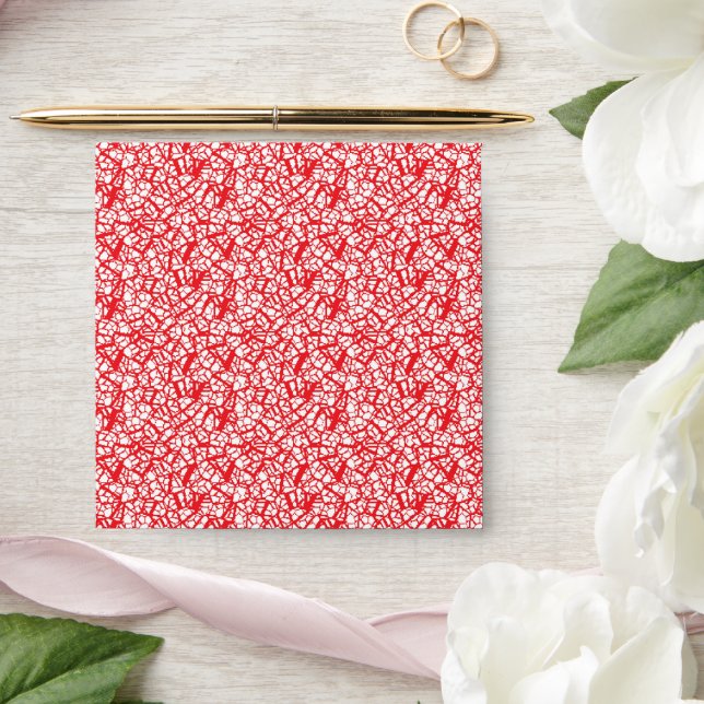 a red and white background with small white dots envelope (Wedding)