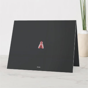 a red and white christmas tree with red flowers thank you card