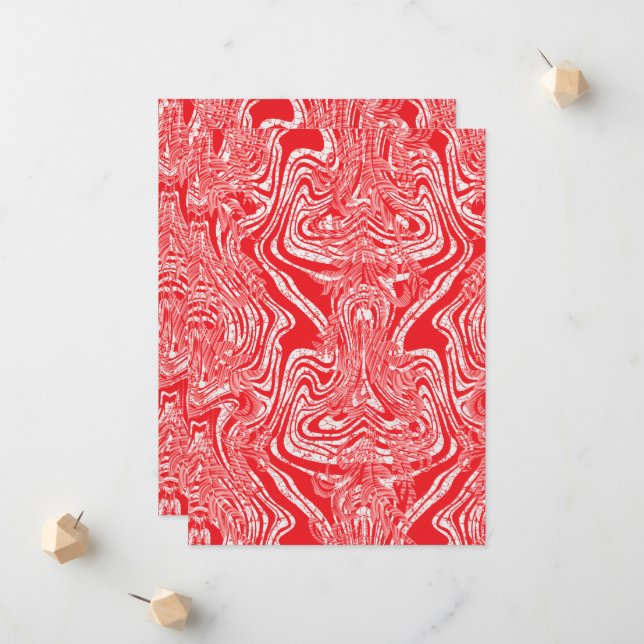 a red and white image of a pattern on a white back announcement (Front/Back In Situ)