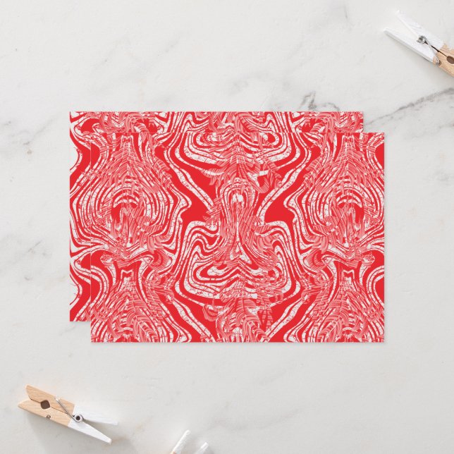 a red and white image of a pattern on a white back invitation (Front/Back In Situ)