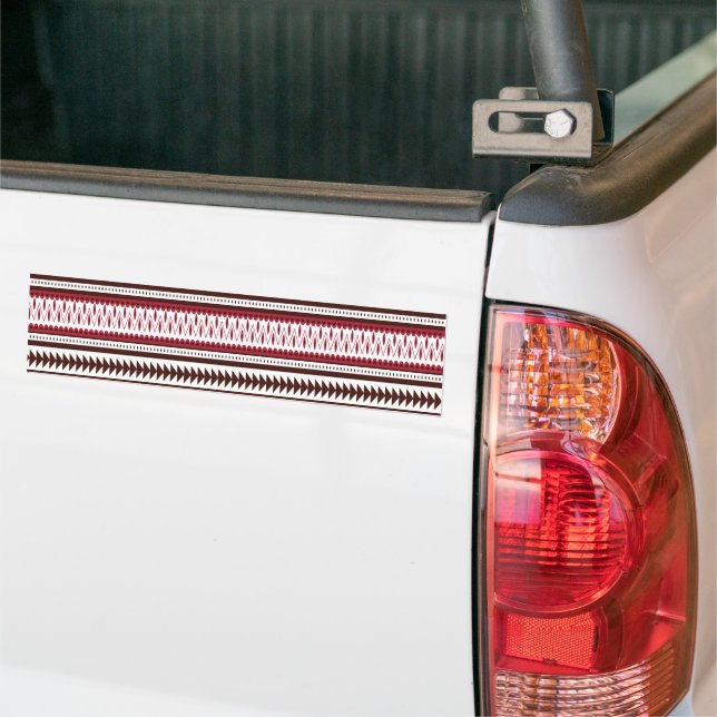 a red and white striped pattern bumper sticker (On Truck)