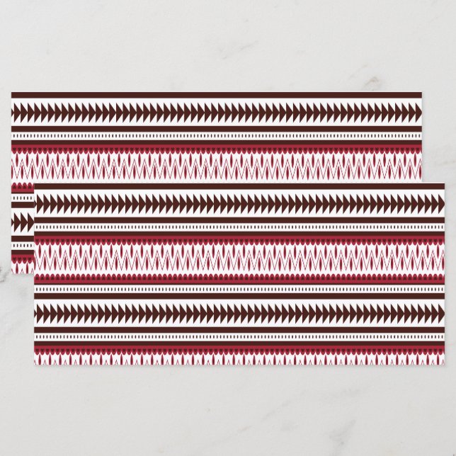 a red and white striped pattern menu (Front/Back)