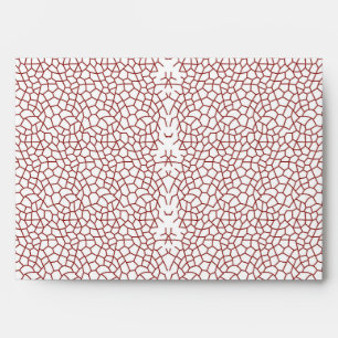 a red and white wallpaper with a pattern on it envelope