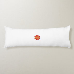 a red and yellow flower with black dots body pillow