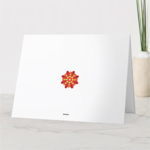 a red and yellow flower with black dots thank you card
