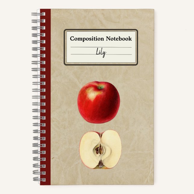 A Red Apple and a Half Personalized Composition Notebook (Front)