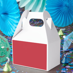 a red background with a favor box