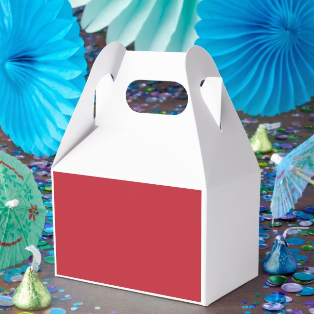 a red background with a favor box (Party)