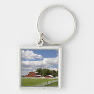 A red barn and farm at Pamona, Kansas. Keychain