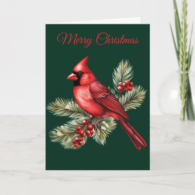 A Red Cardinal Holiday Card (Front)
