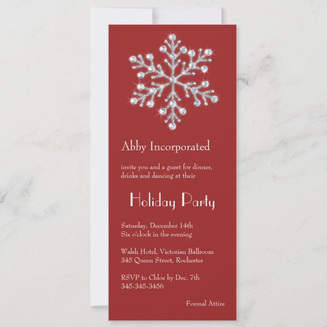 A Red Crystal Snowflake Holiday invitation (Front)